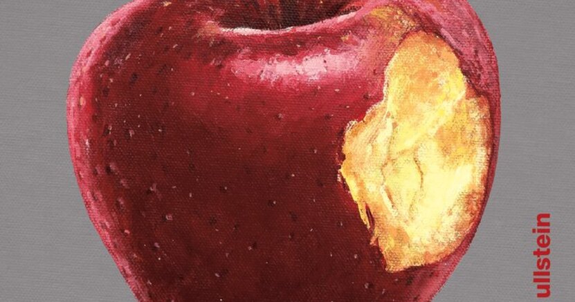 Buchcover: Park Ullstein-Verlag Abgebildet ist der Buchumschlag. Oben steht in rosa Großbuchstaben der Titel "Monstergott", unten in derselben Schrift die Autorin Caroline Schmidt. Dazwischen ist groß ein roter, angebissener Apfel zu sehen.